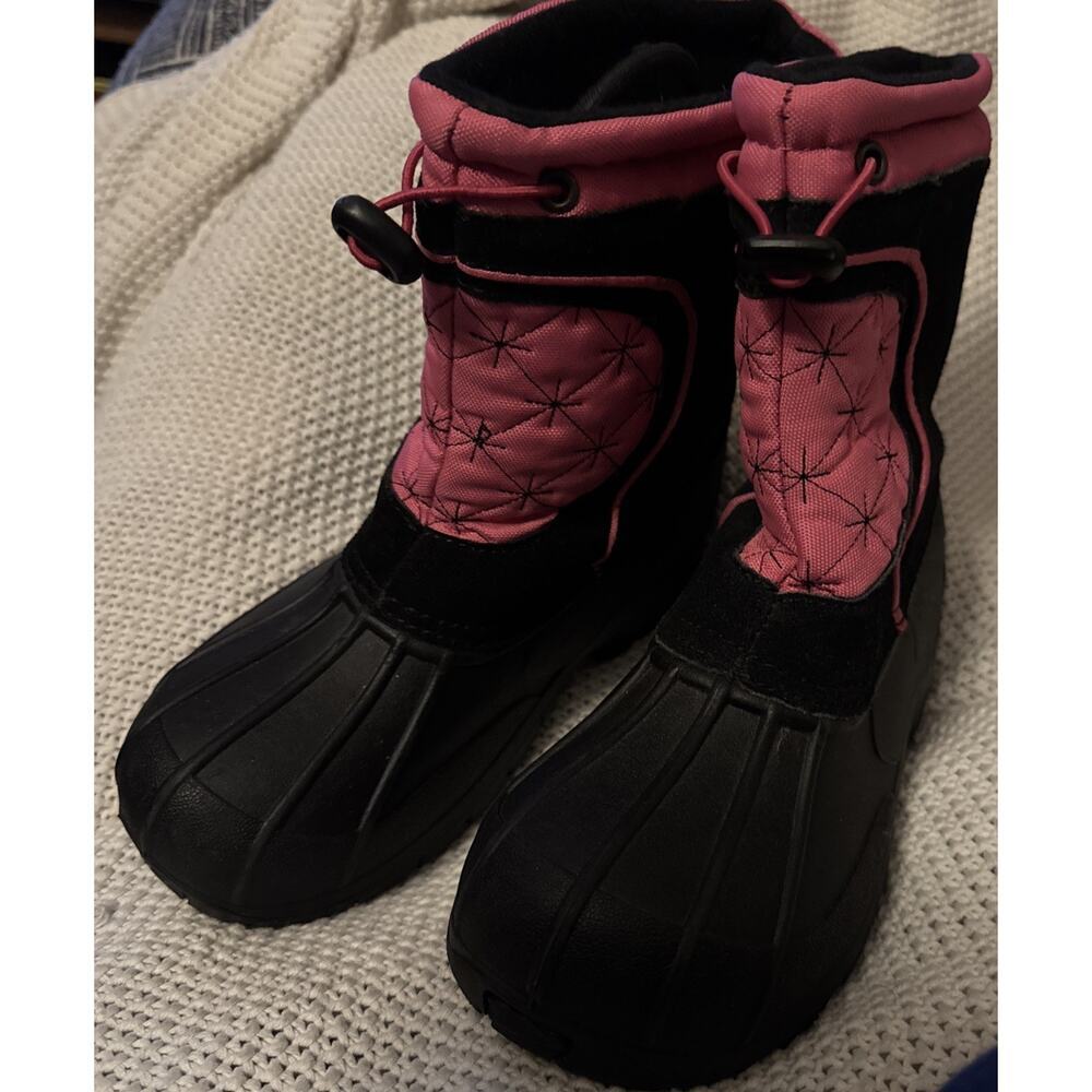 SPORTO Girl's Pink Black Snow Boots in Size 4 Y Adjustable EUC